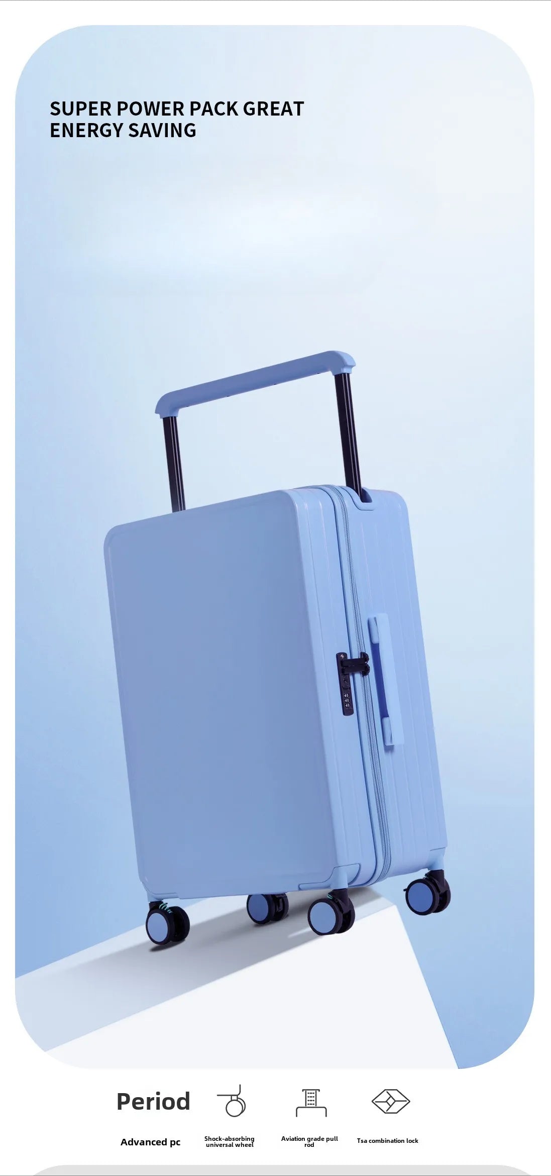 Wide Handle Front Opening Luggage Travel Bags Password Boarding Case 2025 Large Capacity Zipper Rolling Luggage Case