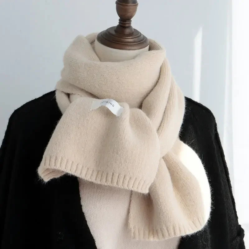 High Quality 100% Wool Scarf Men Women Winter Autumn Solid Color Couple Muffler Simple Warm Versatile Knitted Scarf Male Female