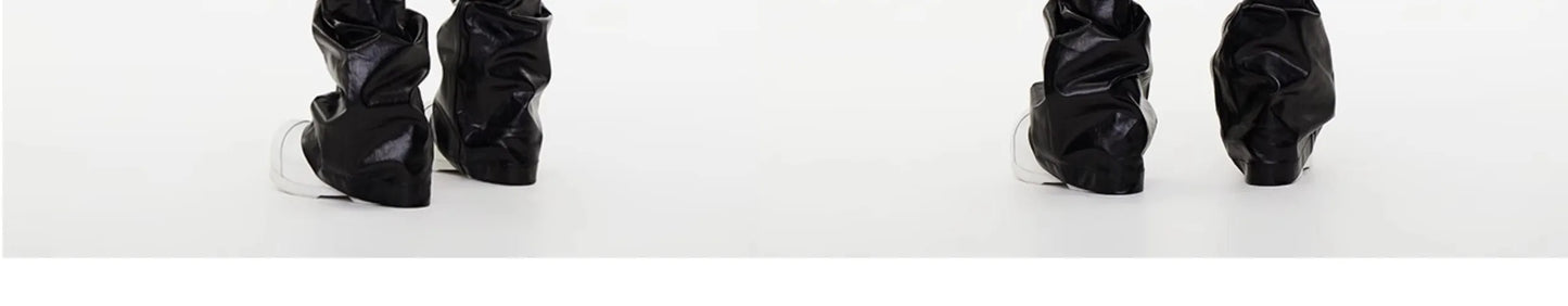 PFNW New Spring Men's Jeans Loose Wide Leg Coating Glossy Patent Leather Straight Male Denim Pants Niche Style 2025 12C509