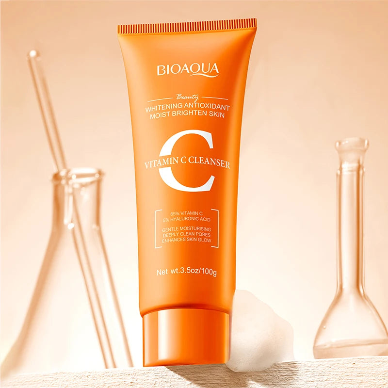 BIOAQUA Vitamin C Facial Cleanser Moisturizing Whitening Anti Wrinkles Face Wash Foam Face Cleanser Facial Skin Care Products