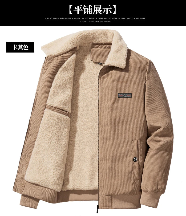 Jacket Mens autumn Winter New mens jacket collar Solid color Corduroy Jackets men business casual coat Men's coats M-4XL 5XL2202