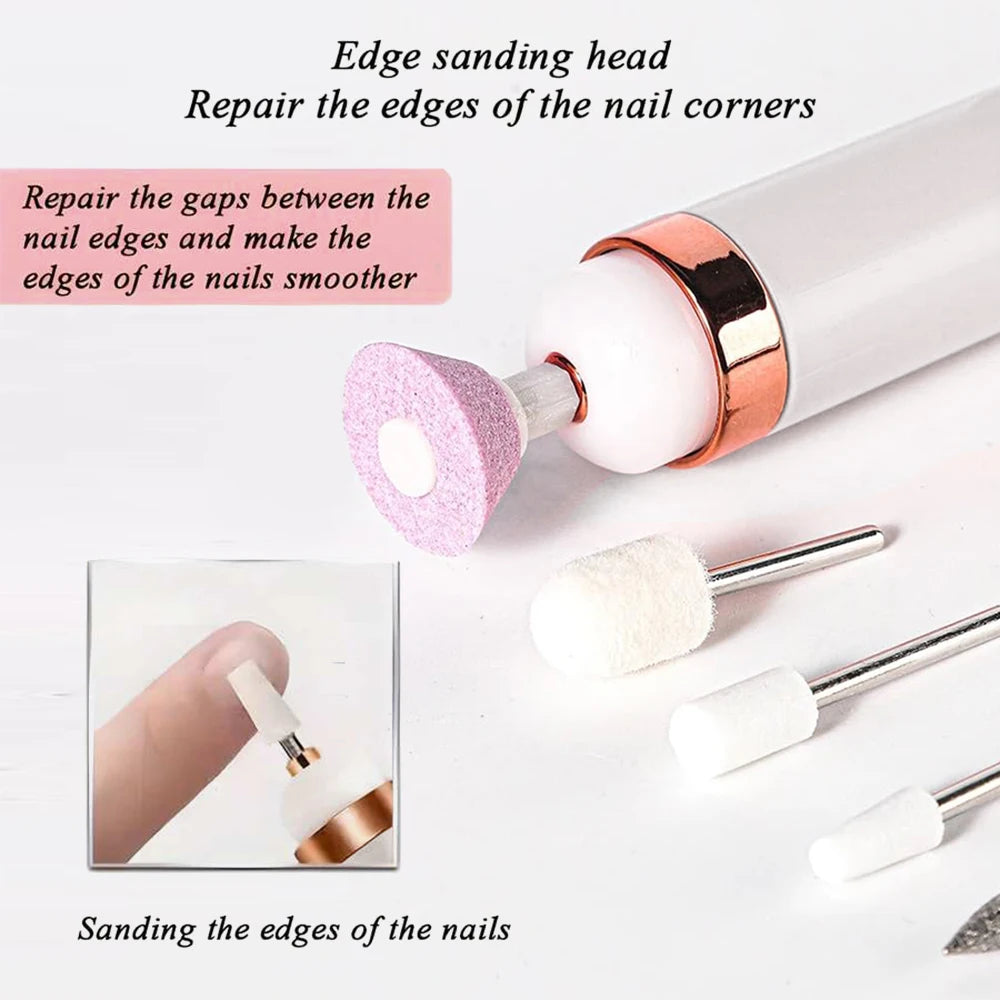 LULAA Electric Nail Drill Kit Rechargeable Cordless Manicure Kit Portable Nail Grinding Polisher for Trim Nails Exfoliating