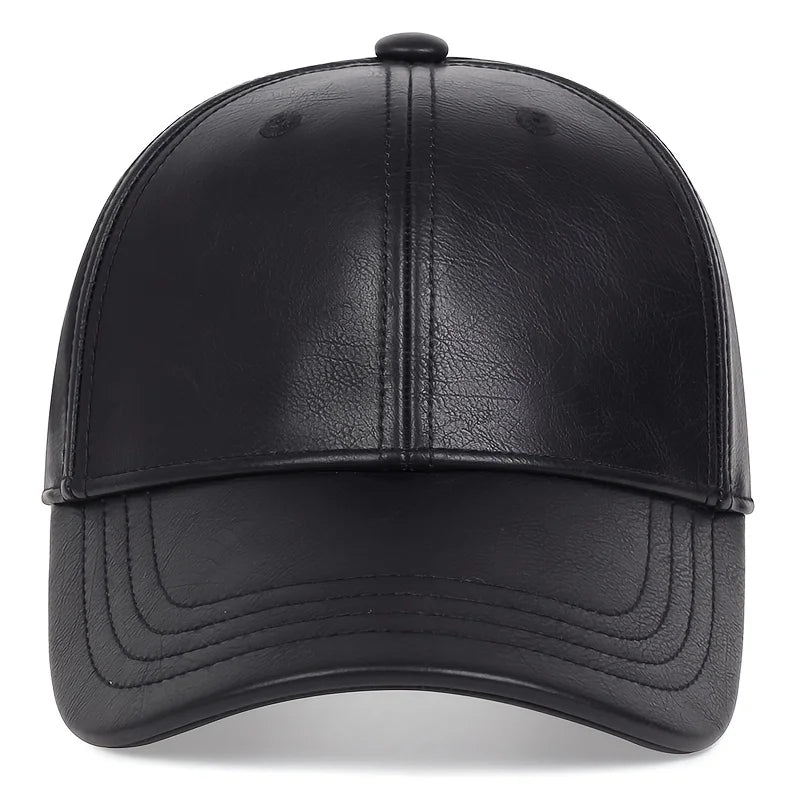 Pu Leather Baseball Caps Spring and Autumn Outdoor Adjustable Casual Hats Sunscreen Hat