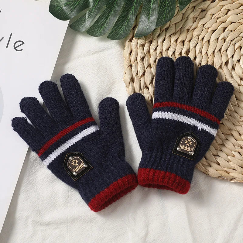 Winter Children's Gloves Warm Double Inner Wool Boy Girl Cold-Proof Kawaii Kids Soft Thick Autumn Elastic Travel Knitted Gloves