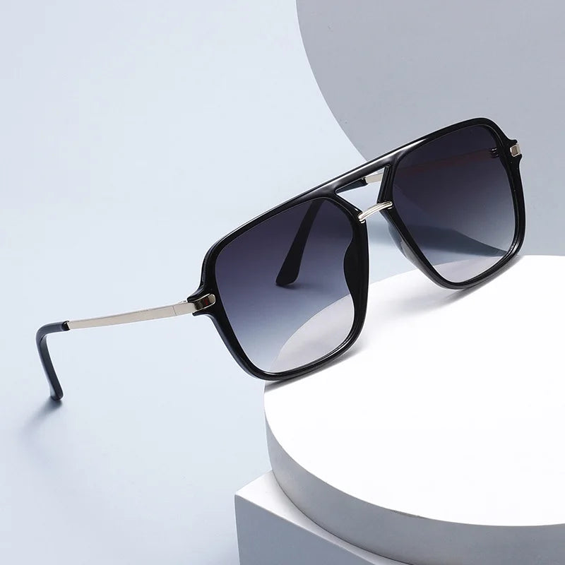 SHAUNA Fashion Double Bridges Square Sunglasses Women Men Retro Gradient Sun Glasses Shades UV400
