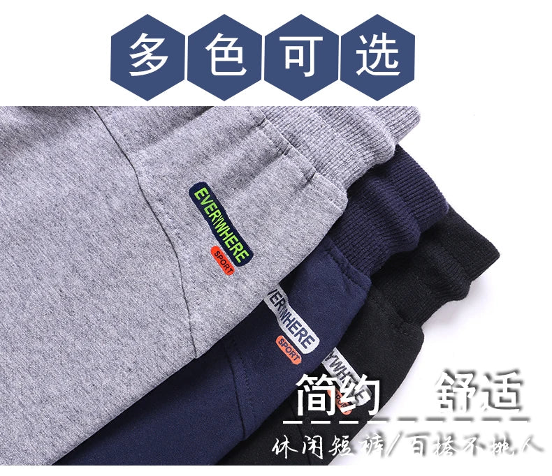 Long Three Quarter Men's Shorts Cotton Elastic Summer Bermuda Male 3/4 Calf Big Size Plus Large 6XL 7XL 8XL 9XL Cuff Below Knee
