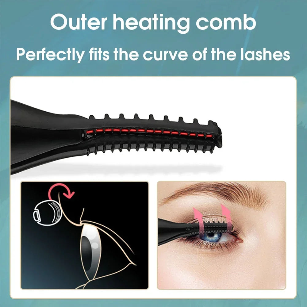 Portable Heated Eyelashes Curling Tool, Natural Fake Eye Lash, Beauty Supplies, USB, 3 Temperature Mode