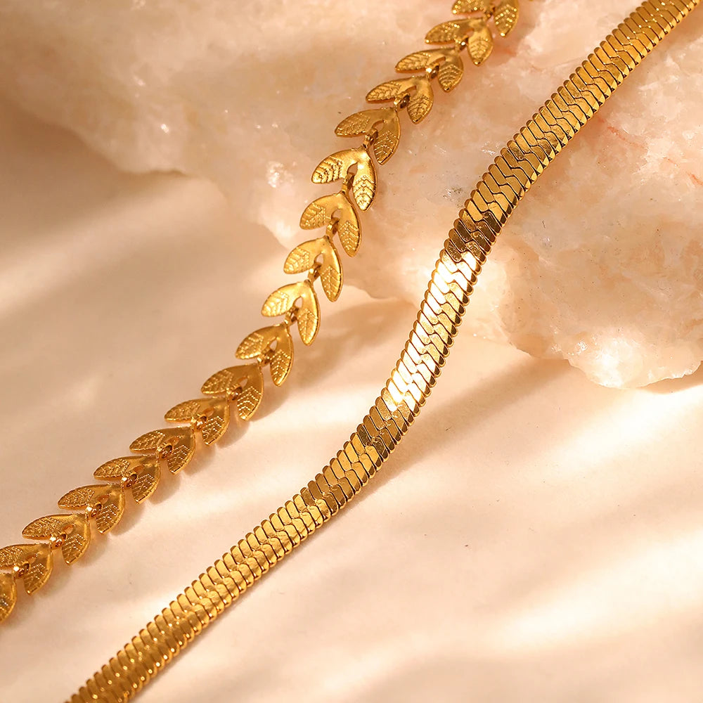 Stainless Steel Anklet Creative Splicing Wrap Around Leaf Design Blade Chain Anklet For Women Jewelry Goddess Banquet Fine Gifts