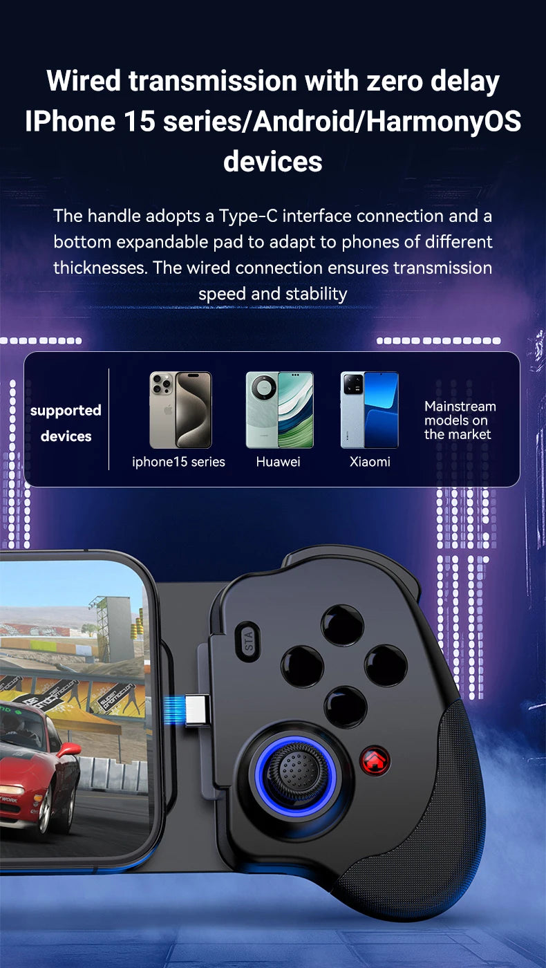 Gamepad Gaming Control Game Pad Controller For iPhone IOS 15 16 Android Mobile Cell Phone Cellphone USB Wired Trigger Mando Kit