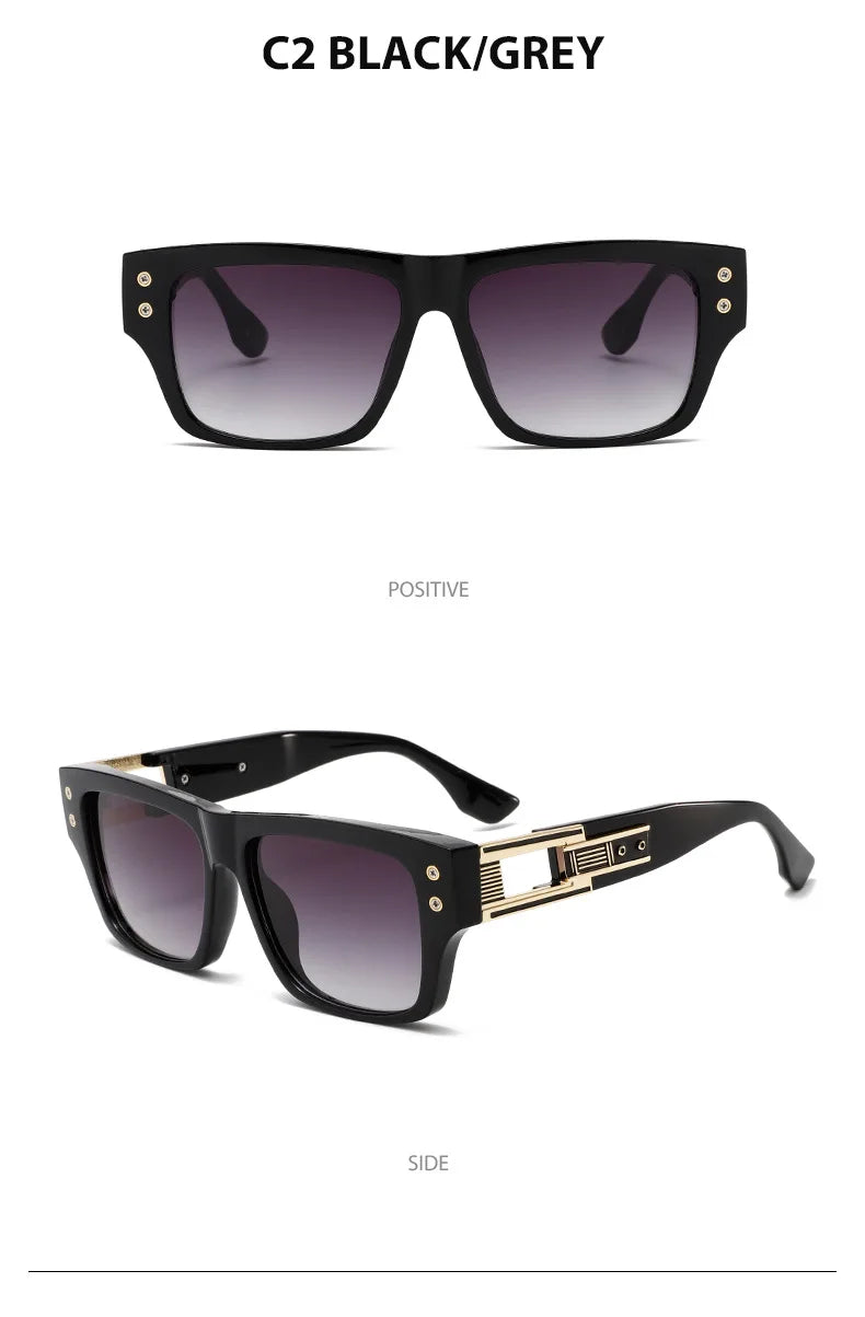 2025 New Square Retro Glasses Men Women Fashion Luxury Original Designer Sun Glasses Male Reflective Lens Gafas De Sol UV400