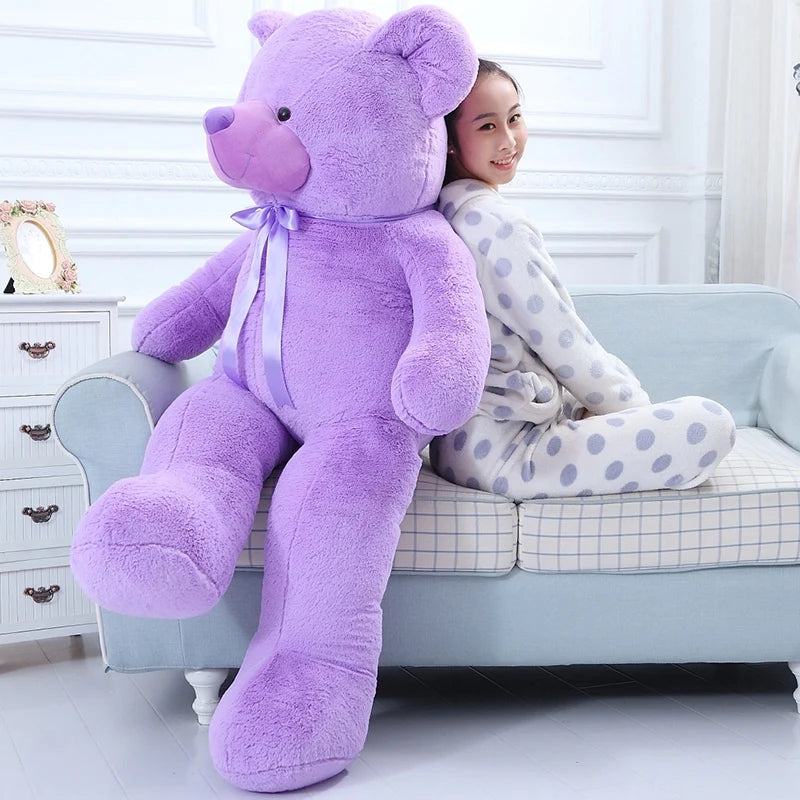 60-120cm New Giant Purple Bear Plush Toys Hug Figurine Ribbon Dolls Valentine's Day Birthday Gift for Girlfriend