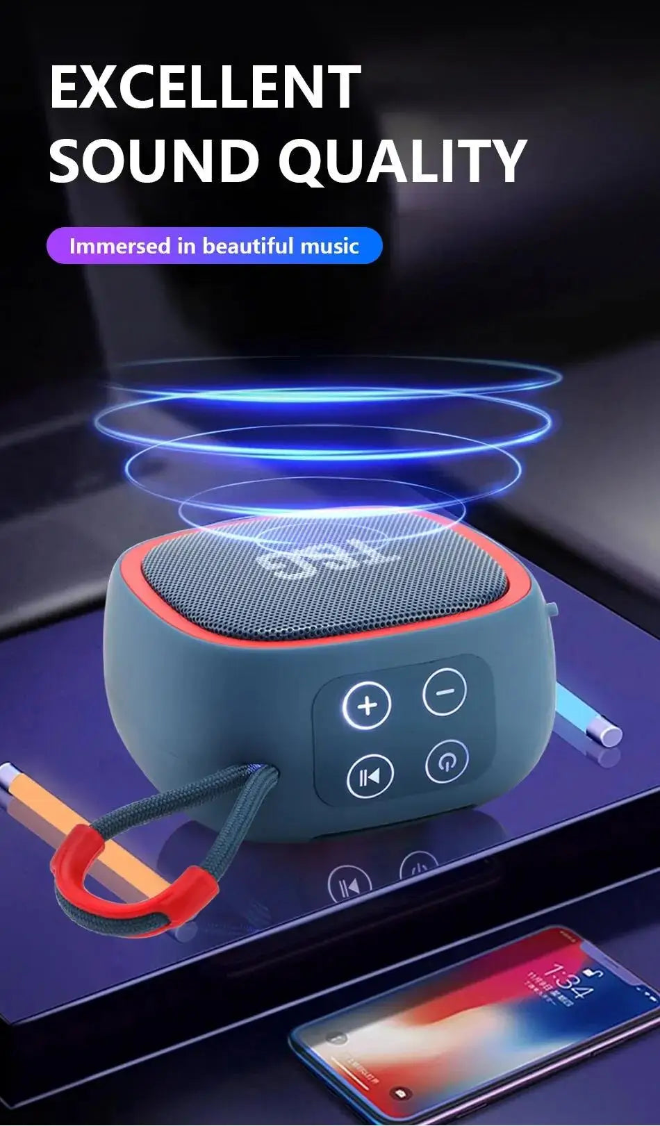 Portable Bluetooth Speaker Radio FM Mini Wireless Waterproof Subwoofer Sound Box Music Caixa De Som Small Woofer Column Bass Mp3