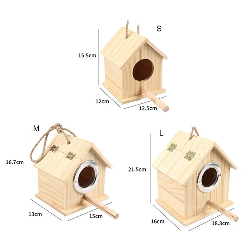 Bird Nest Sturdy Garden Decoration Wooden Bird House Eco-friendly Bird Nesting Box  Natural Wood
