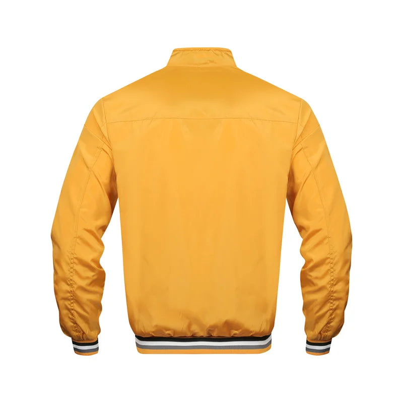 Men's casual sports spring and fall zipper baseball side seam pocket casual jackets without hooded daily