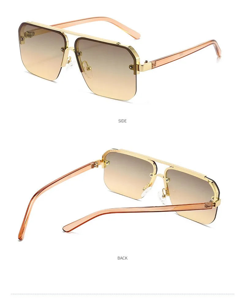 2025 New Square Box Sunglasses Trend Fashion Sunglasses Men And Women Half -frame Car Sunglasses 1202