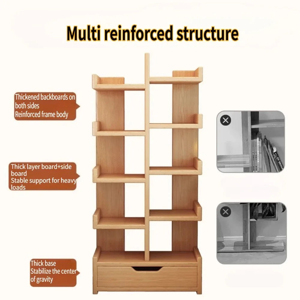 Multi-Level Bookshelf Floor Standing Storage Racks Office Display High Load-bearing Space Saving Stable and Durable Bookshelf