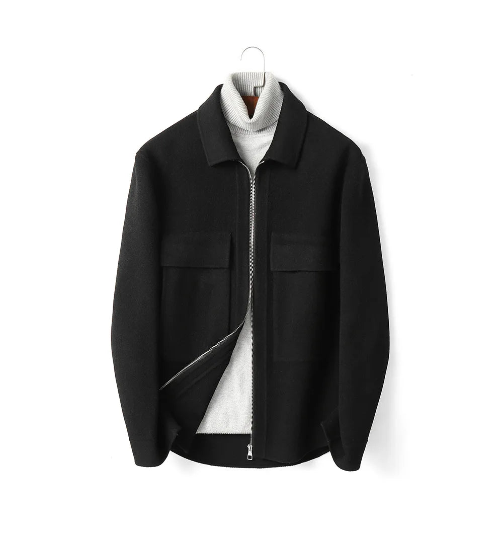 DAVIDSHAO Top Quality EU US Size Luxury Casual Wear Men Wool Coat Jacket Autumn Winter New Style Turn-Down Collar Vintage Coat