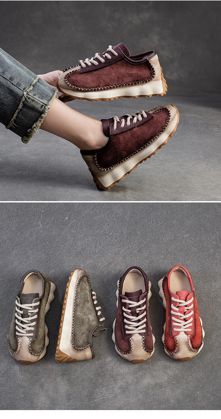 Koznoy 3cm Suede Cow Genuine Leather Mixed Color Preppy Girl Vulcanize Platform Wedge Summer Ladies Spring Autumn Comfy Fashion