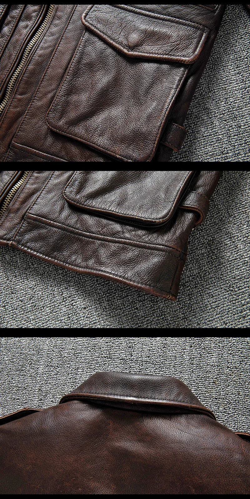 Heavy Industry M65 Hunting Cowhide Leather Jacket Men's Tooling Vintage Red Brown Genuine Leather Coats Plus Size