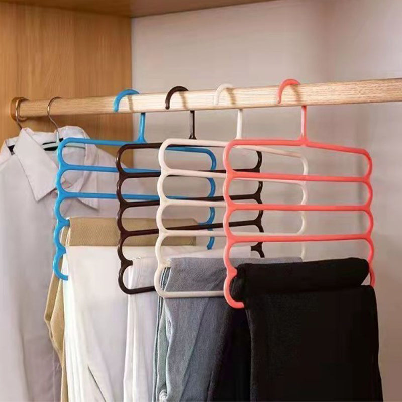 Clothes Hangers Trousers Hangers Holders Closet Storage Organizers 5 Layers Pants Towel Scarfs Racks Storage Organization