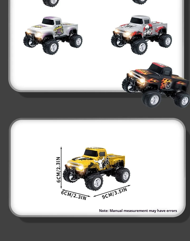 Little Monster 1/64 Rc Car Mini 2.4Ghz Remote Control Cars with Cool Spray Painting Pattern Rc Off-road Vehicle Boy’s Toys Gifts
