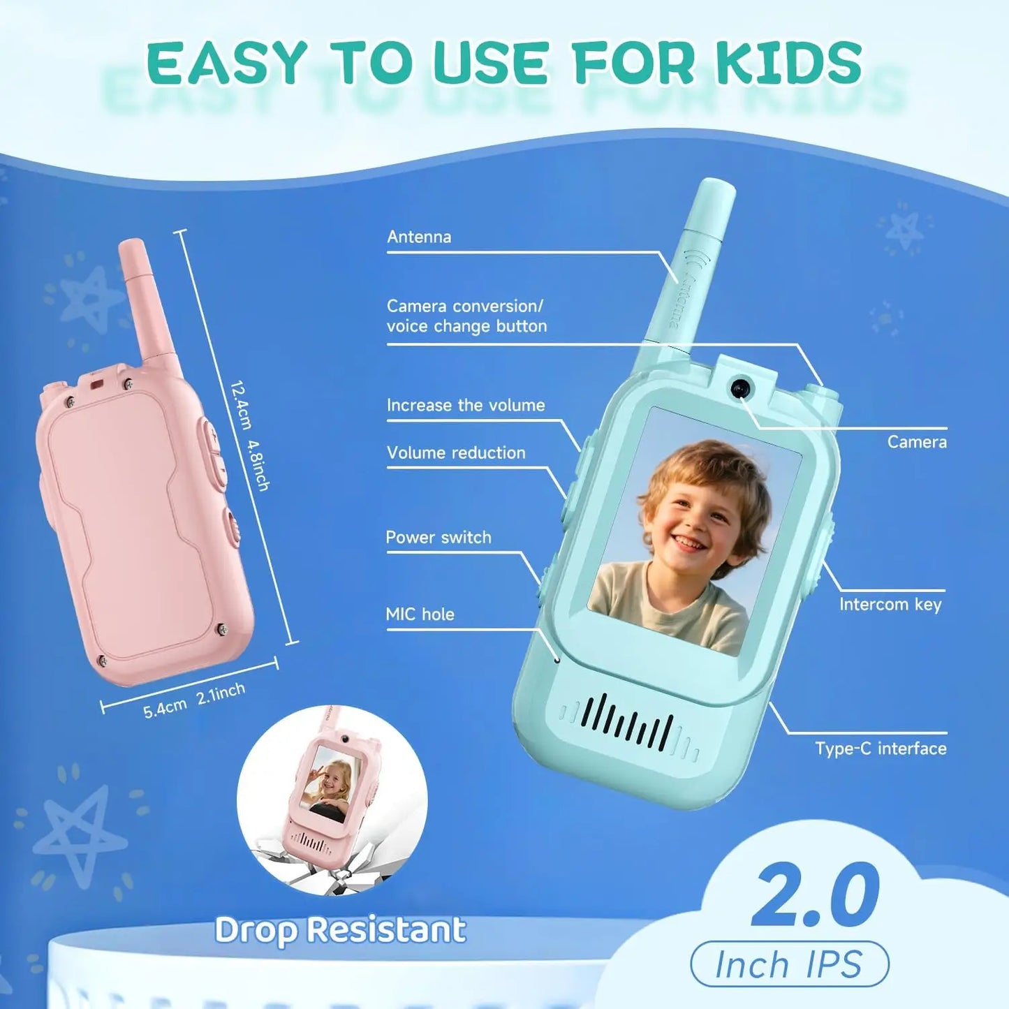 NEW Airiton Kids Video Walkie Talkie Long Range No Internet Connection With Camera Toys For Home Outdoor Christmas Gifts For Kid