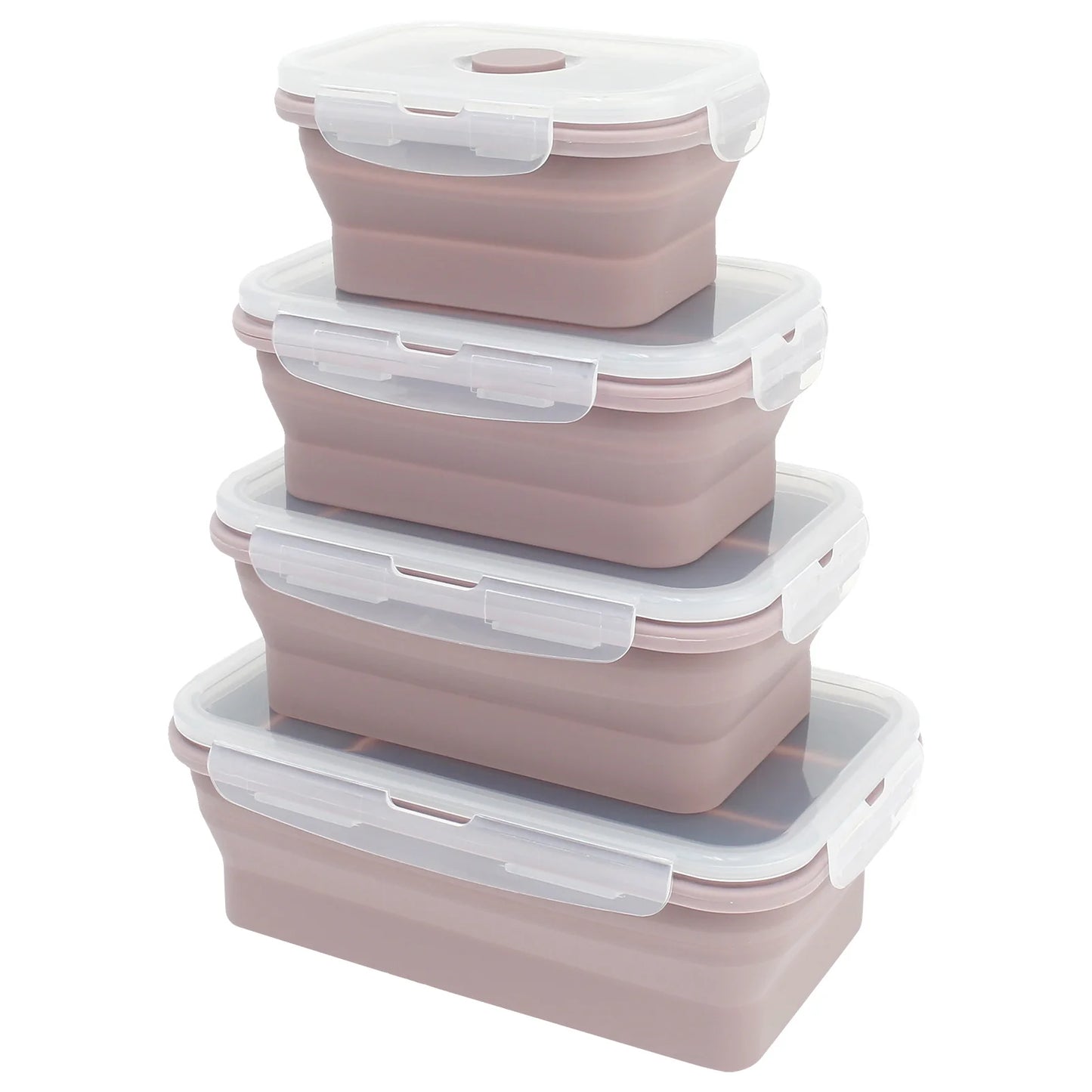 4Pcs Silicone Food Storage Container Temperature Resistant Lunch Meal Prep Container Microwave Safe Food Box Collapsible