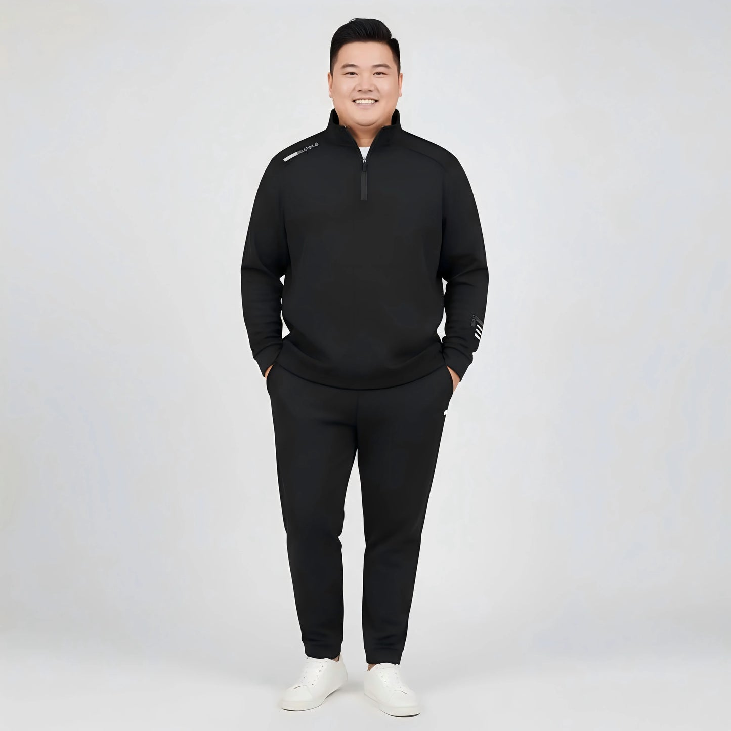 Plus Size Men's Sweatshirts 1XL-7XL Loose Fit Pullover Spring Autumn Casual Long Sleeve Stand Collar Zipper Top Streetwear 185KG