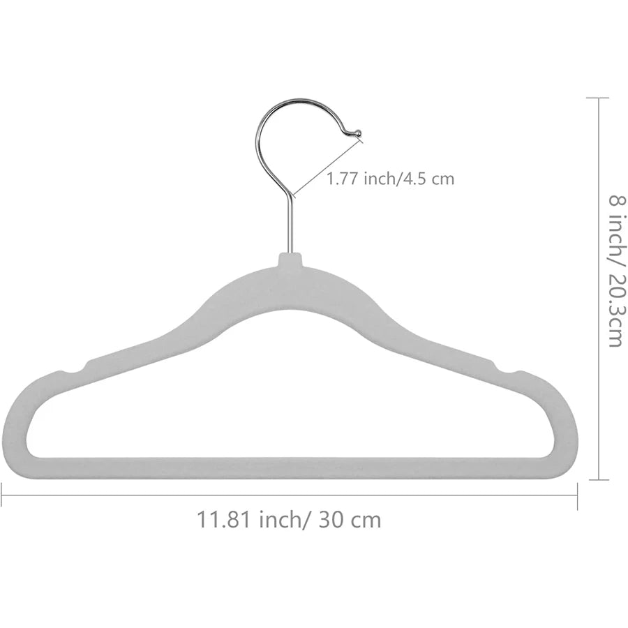 Pack of 10-Children's Velvet Non-Slip Hanger, Slim and Space Saving - 360° Swivel Hooks,Durable Junior Hanger