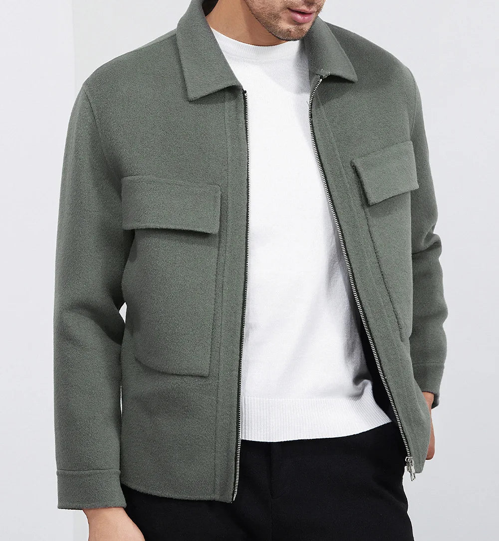 DAVIDSHAO Top Quality EU US Size Luxury Casual Wear Men Wool Coat Jacket Autumn Winter New Style Turn-Down Collar Vintage Coat
