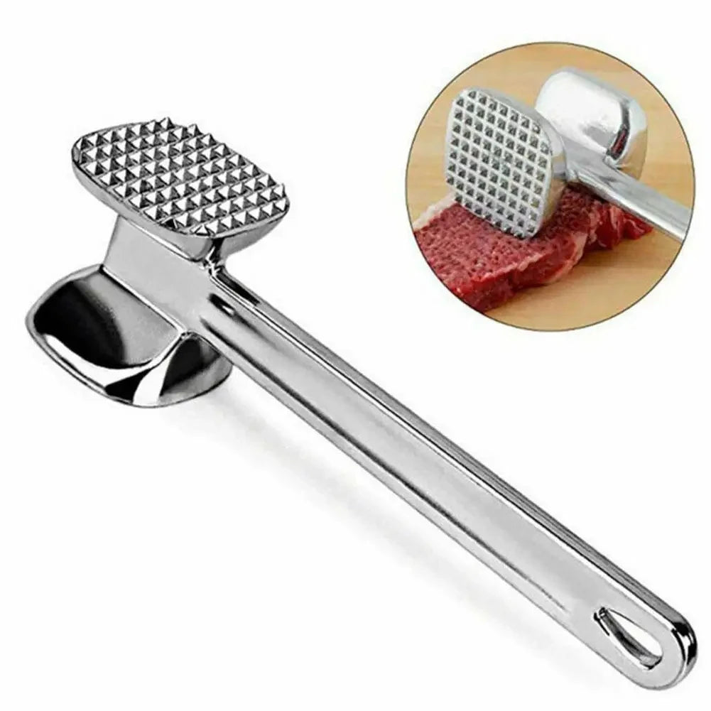 Stainless Steel Double-Sided Square Meat Tenderizer Hammer Food-Safe Kitchen Tool for Pork Chops Meat Tenderizing Appliance