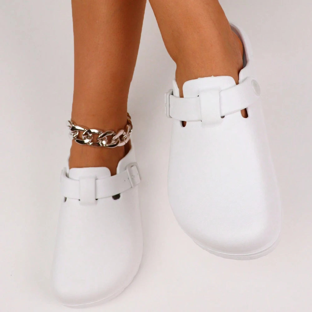 Spring Summer 2024 New Women's Flat Solid Color Closed Toe Anti-slip Quick Dry Garden Clogs Comfortable Shoes
