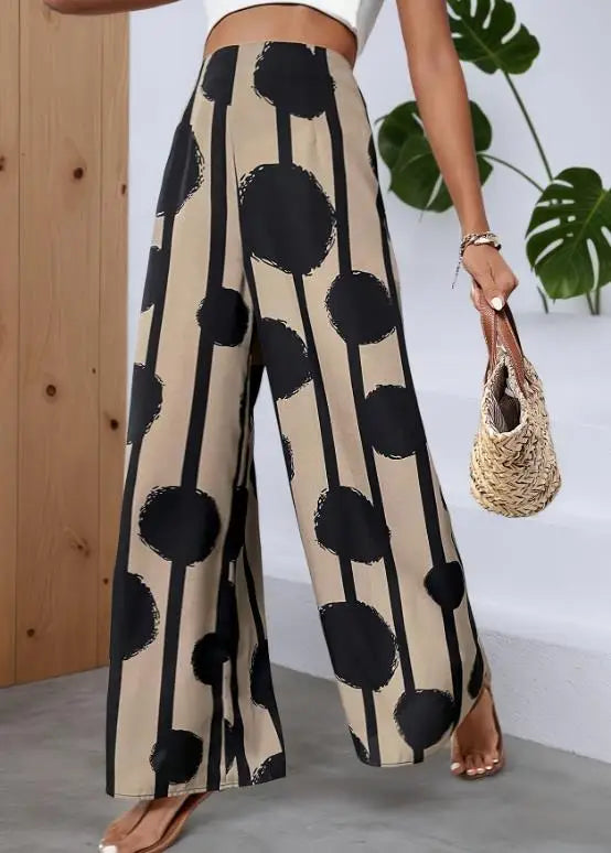 Summer Hot Women's Bohemian Style Printed Wide Leg Pants Loose High Waisted Beach Pants Fashionable and Comfortable Casual Pants