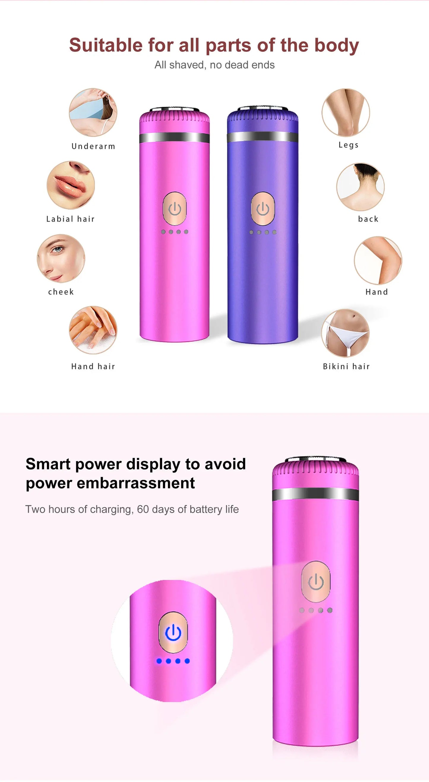 Facial Hair Remover for Women, Eyebrow Trimmer Nose Hair Mini Bikini Razor Precise Shaper, Portable Rechargeable Epilator for Li
