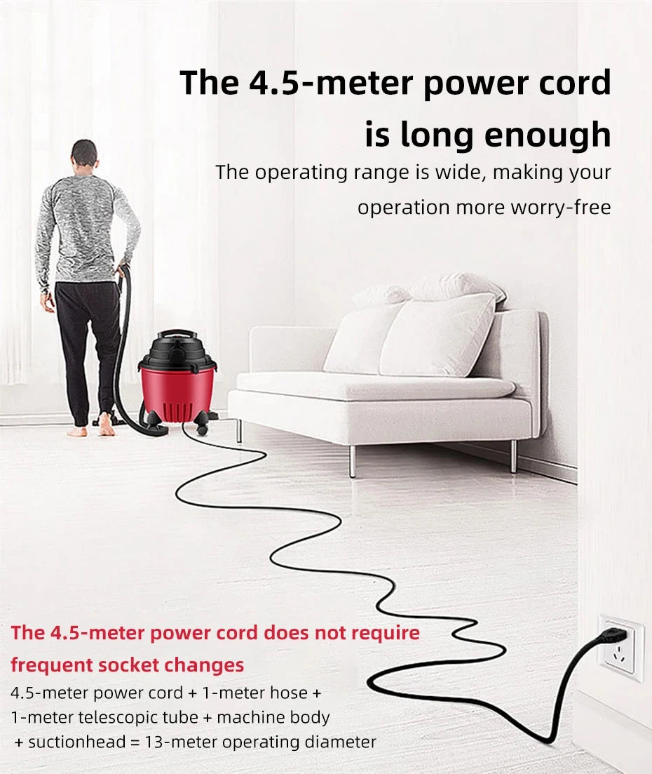 Multifunctional Vacuum Cleaner With Dust Collection Function Suitable for Home Garage Workshop Industrial Dry Wet Cleaning
