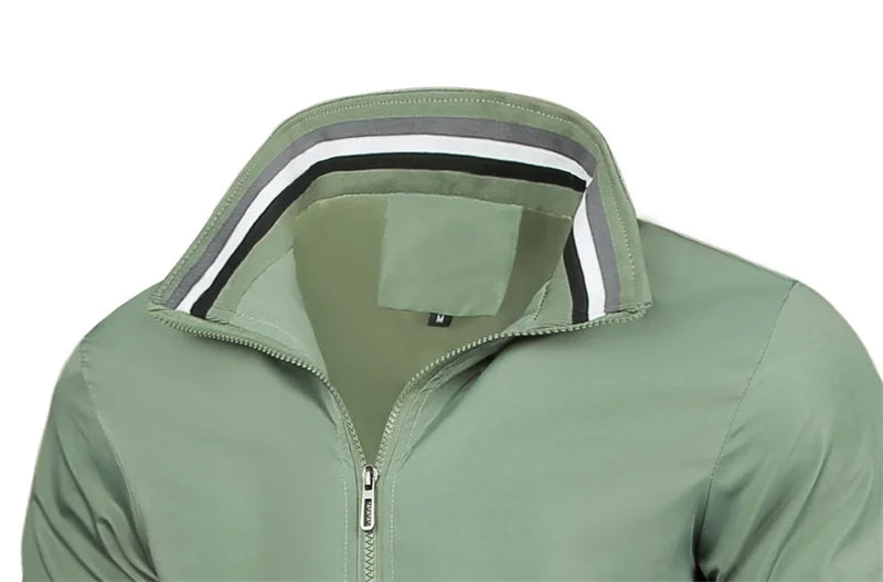 Men's casual sports spring and fall zipper baseball side seam pocket casual jackets without hooded daily