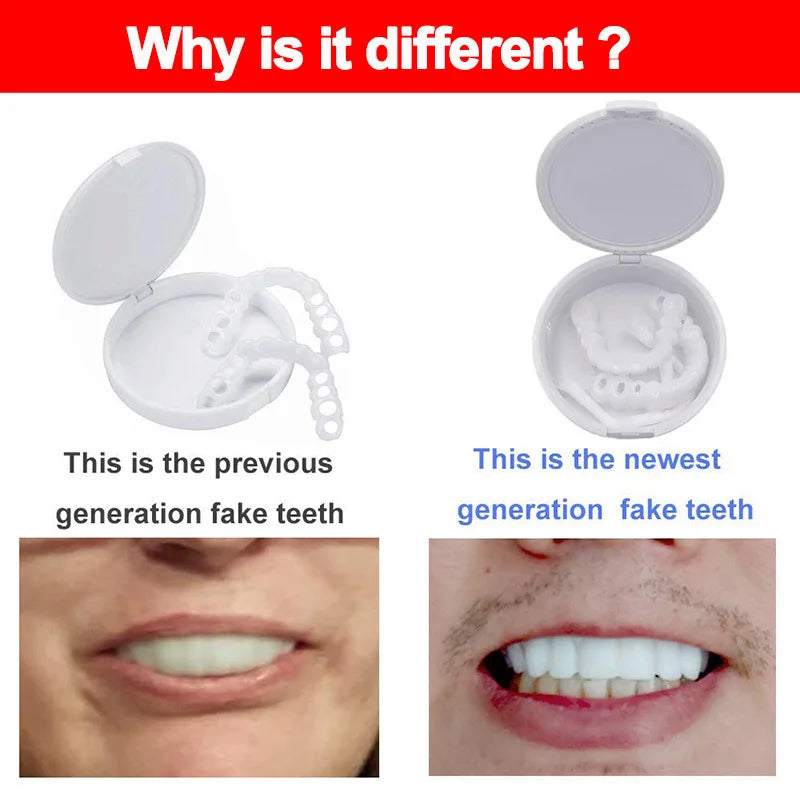 New Dental Perfect Fit Teeth Whitening Fake Tooth Cover Temporary Resin False Braces Snap On Smile Veneers