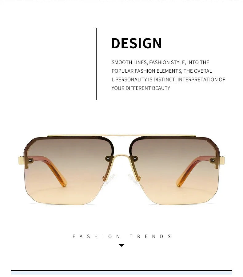 2025 New Square Box Sunglasses Trend Fashion Sunglasses Men And Women Half -frame Car Sunglasses 1202