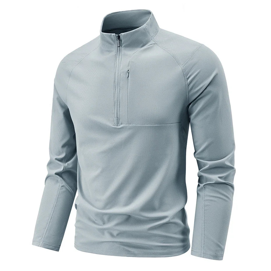 Quick Dry Men's Polo Shirt Stand Collar Pullover Male Long Sleeve Half Zipper Spring Big Size Plus Large 6XL 7XL 8XL Sport Golf
