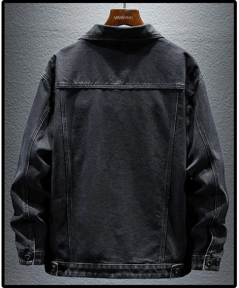 2024 Spring and Autumn New Fashion Solid Color Cotton Large Size Denim Jacket Men's Casual Relaxed Comfortable Breathable Jacket