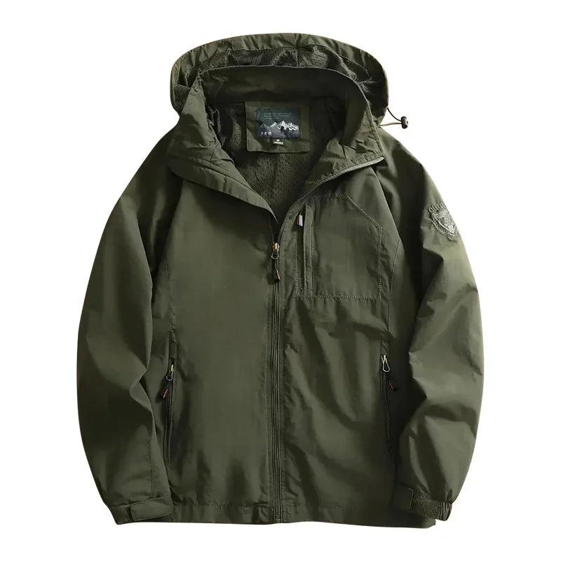 Men's Jacket Spring and Autumn Three Proof Fashion Casual Loose Hooded Professional Outdoor Windproof Windbreaker Coat