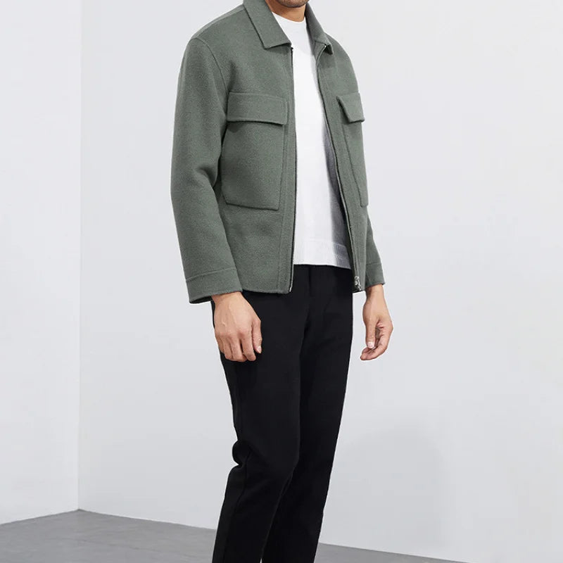 DAVIDSHAO Top Quality EU US Size Luxury Casual Wear Men Wool Coat Jacket Autumn Winter New Style Turn-Down Collar Vintage Coat