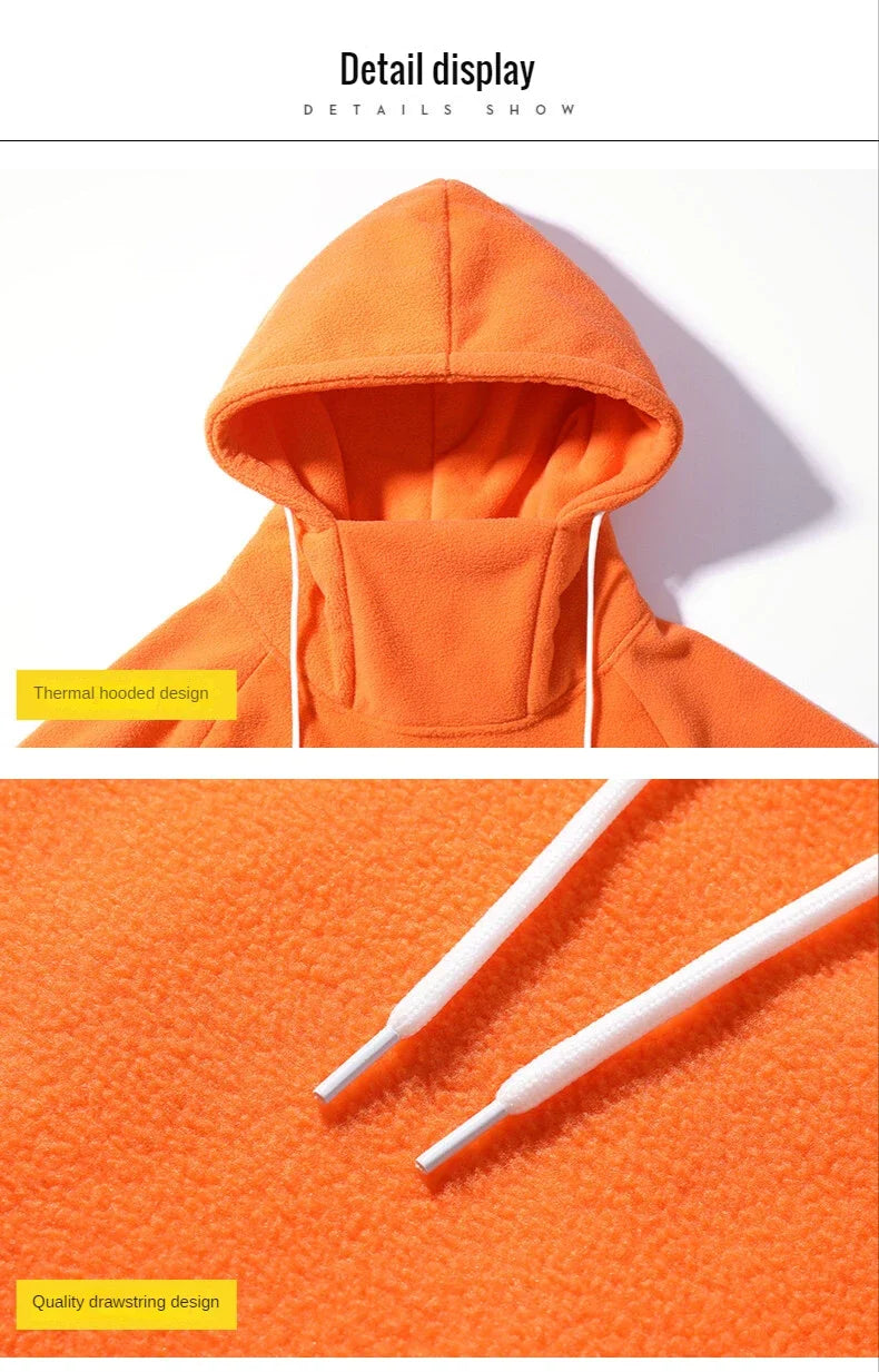 2026 Men's Thick Polar Fleece Sweatshirt Paired Couple Y2k Streetwear Autumn Winter Hood Sports Black Windproof Oversized Hoodie