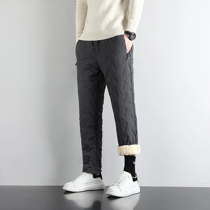 Men Winter Casual Pants 2024 New Thick Lambswool Windbreak Warm Pant Men Fashion Joggers Fleece-Lined Trousers Men Plus Size 8XL