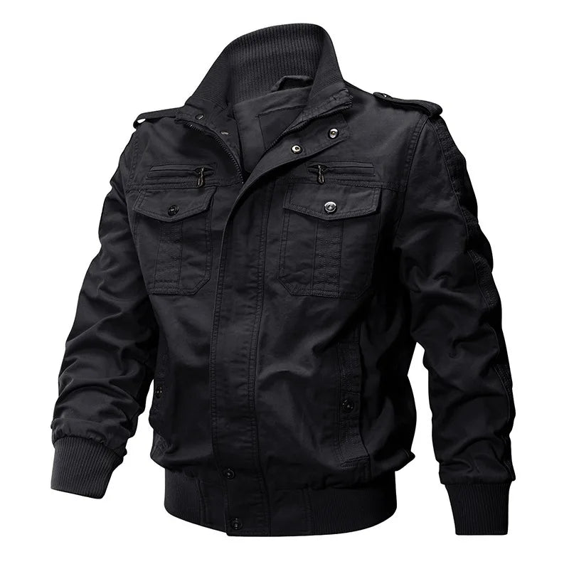 Big Size 6XL Army Cargo Jackets Men Spring Autumn Military Multi-pocket Bomber Coats Male Stand Collar Air Force Tactical Jacket