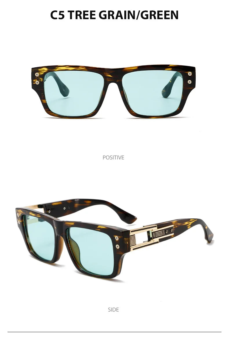 2025 New Square Retro Glasses Men Women Fashion Luxury Original Designer Sun Glasses Male Reflective Lens Gafas De Sol UV400