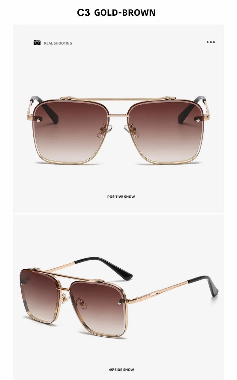 Square Sunglasses Men Metail Frame Glasses Resin Lens Male Sun Glasses Driving Travel Outdoor Eyewears Oculos De Sol UV400