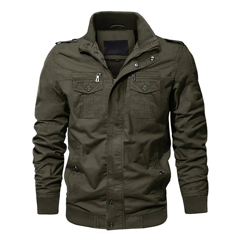 Big Size 6XL Army Cargo Jackets Men Spring Autumn Military Multi-pocket Bomber Coats Male Stand Collar Air Force Tactical Jacket