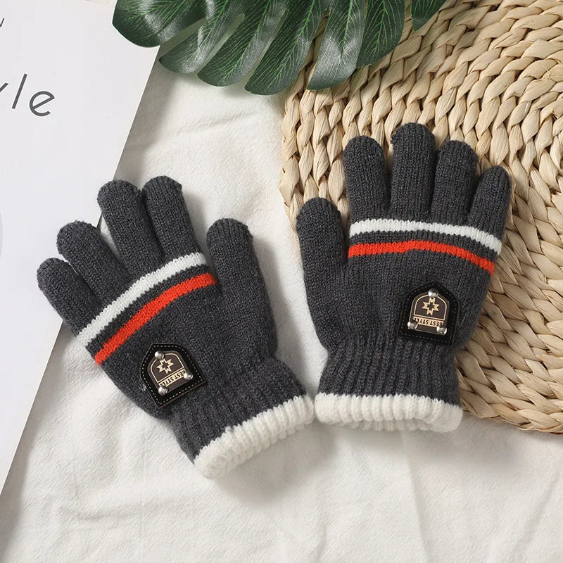 Winter Children's Gloves Warm Double Inner Wool Boy Girl Cold-Proof Kawaii Kids Soft Thick Autumn Elastic Travel Knitted Gloves