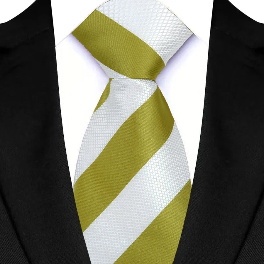 New Men's Tie Classic Stripes 8cm Jacquard Daily Wear Red Blue Green Necktie Cravat Wedding Party Dress Accessories Gift For Man